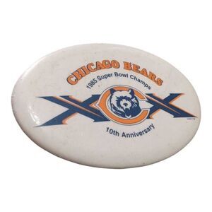 NFL Chicago Bears Vintage 1985 Super‎ Bowl Champs 10TH Anniversary Logo Button